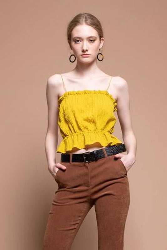 Mustard Woven Crop Top