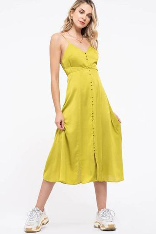 Green Yellow Midi Dress